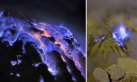 Blue lava: Indonesian volcano spews molten sulphur | Volcano, Beautiful ...