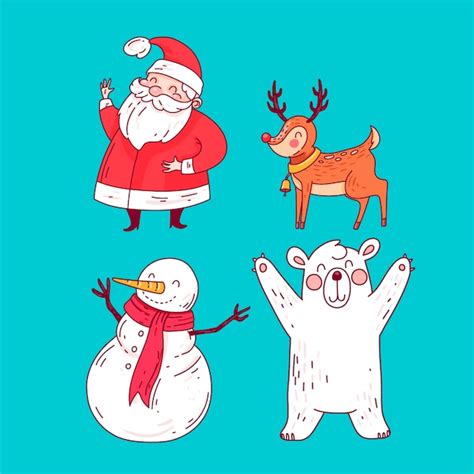 Free Vector | Hand drawn christmas characters collection