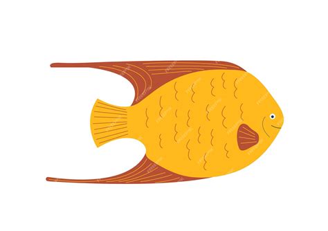 Premium Vector | Aquarium tropical orange fish in flat cartoon style isolated on white background