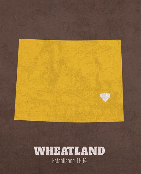 Wheatland Wyoming City Map Founded 1894 University of Wyoming Color Palette Mixed Media by ...