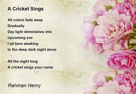 A Cricket Sings - A Cricket Sings Poem by Rahman Henry