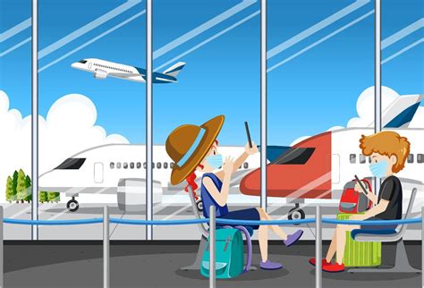 People cartoon characters in the airport 8191751 Vector Art at Vecteezy