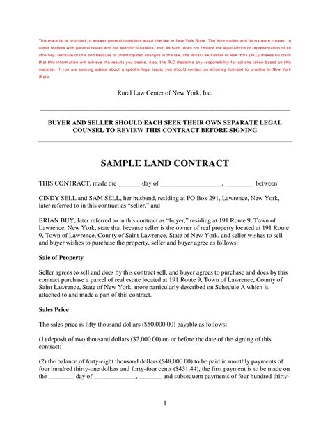 Land Sale Contract Form | Templates at allbusinesstemplates.com