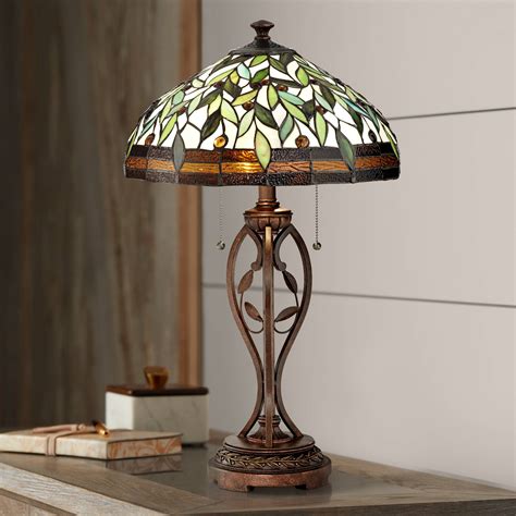 Tiffany Style Table Lamp Traditional Bronze Leaf and Vine Glass for Living Room 736101752783 | eBay