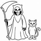 Grim Reaper coloring Pages With Black Cats  Coloring Fun Zone sketch template