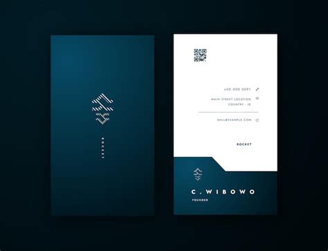 Premium Vector | Vertical business card editable template professional blue and white dual site ...
