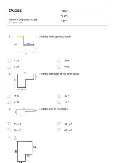 50+ Area of Compound Shapes worksheets for 7th Class on Quizizz | Free ...