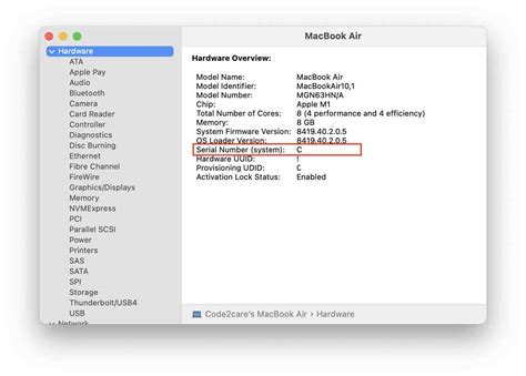 How to know the Serial Number of MacBook on macOS Ventura 13.0 | Code2care