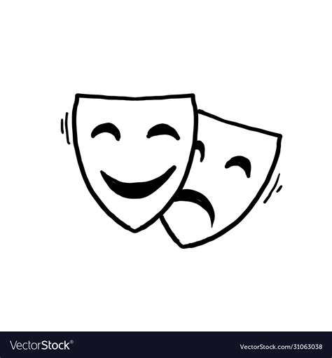 Hand drawn theater mask with happy and sad Vector Image