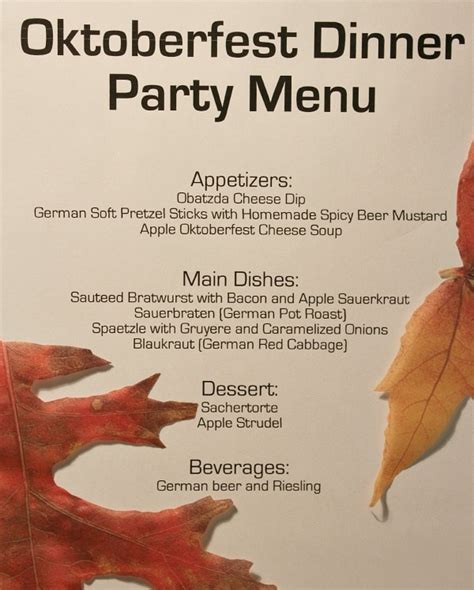 German Oktoberfest Food Menu