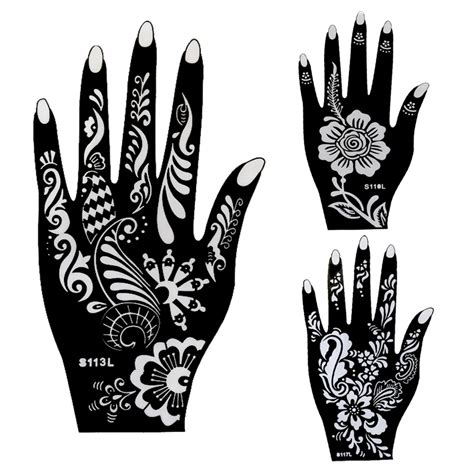 10pcs Large Henna Tattoo Stencils,Flower Glitter Airbrush Mehndi Indian ...