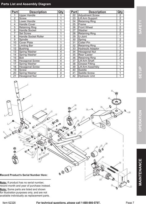 Pittsburgh 3 Ton Floor Jack Parts Diagram