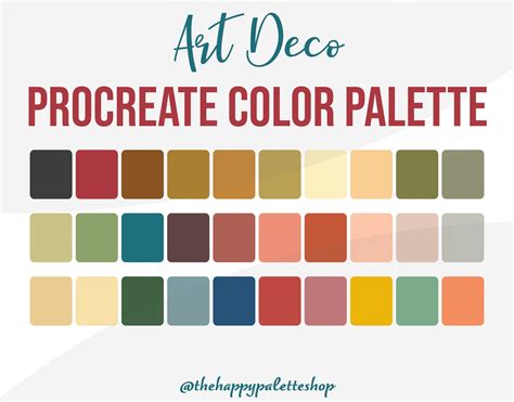 Art Deco Aesthetic Procreate Color Palette Lettering Digital Art ...