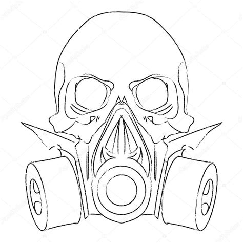 Steampunk lineart | Vector punk steampunk lineart Skull with gas mask — Stock Vector ...