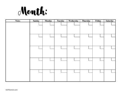 Free Blank Calendar Templates | Word, Excel, PDF for any month