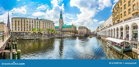 Hamburg City Center with Town Hall and Alster River, Germany Stock Image - Image of center ...