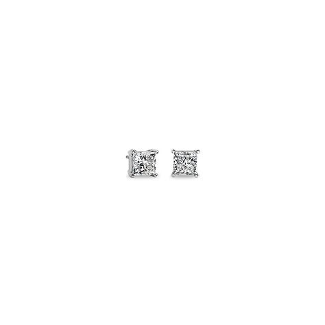 Princess-Cut Diamond Earrings in 14k White Gold (3 ct. tw.) | Blue Nile