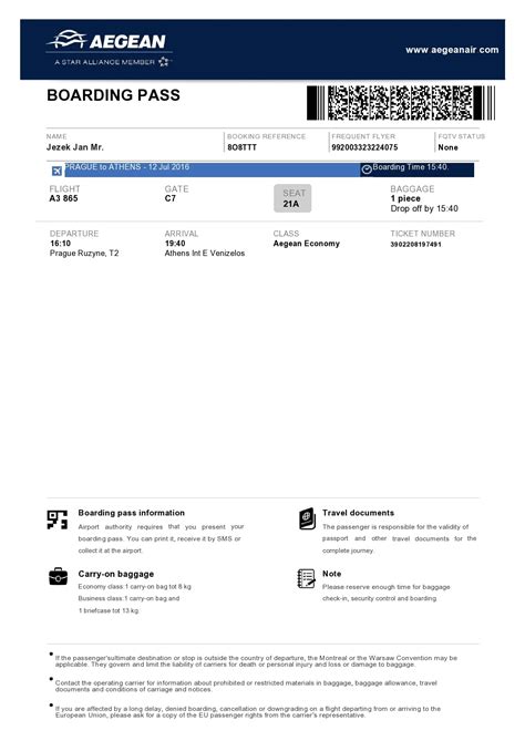 Printable Fake Airline Ticket