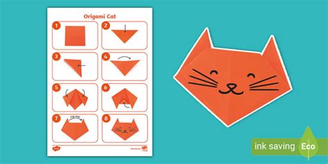 Simple Paper Craft Origami Cat Activity - Teacher-made