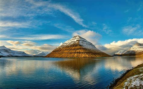 water, snow, sky, faroe, reflection, islands, faroe islands, 1080P ...