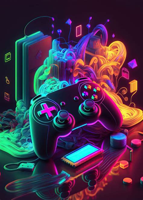 'Neon game ' Poster, picture, metal print, paint by Anime Poster | Displate | Game controller ...