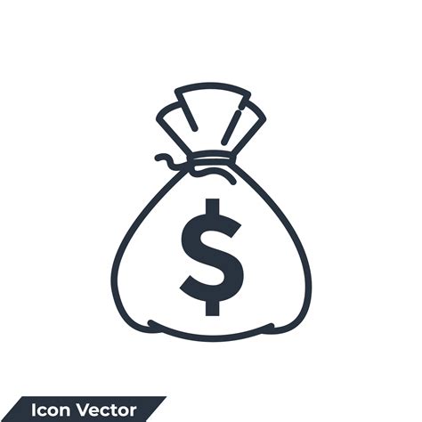 money bag icon logo vector illustration. sack of money symbol template for graphic and web ...