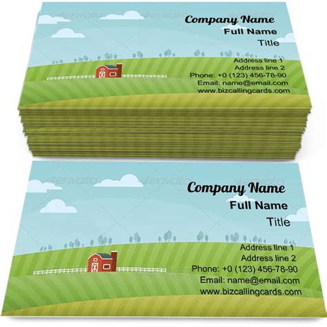 Rural Farm Landscape Business Card Template Need more & Create a Calling C… | Free business card ...