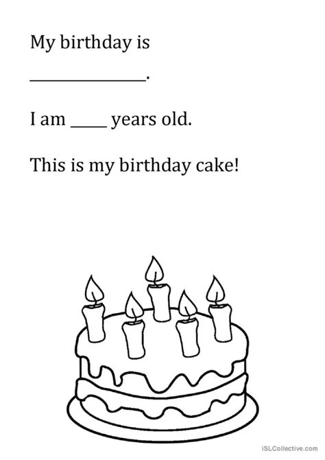 Birthday Cake: English ESL worksheets pdf & doc