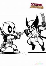 Deadpool & Wolverine Fighting  Coloring Pages For Kids sketch template