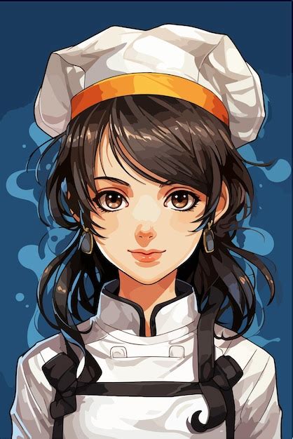 Premium Vector | Anime girl as chef cute and young female chef