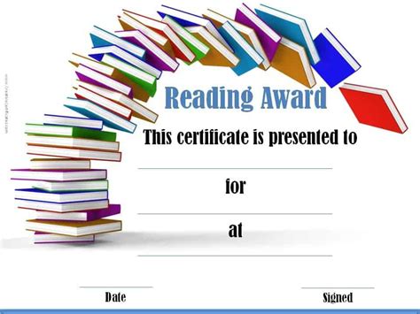 Free Editable Reading Certificate Templates - Instant Download