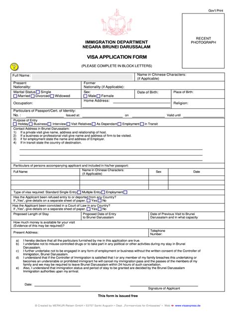 Brunei Work Visa Sample - Fill Online, Printable, Fillable, Blank ...