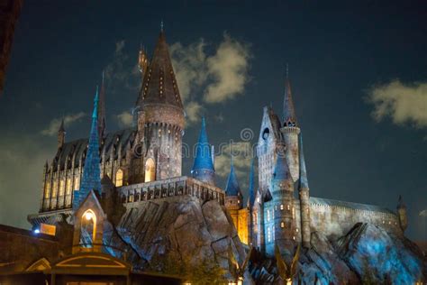 Hogwarts castle at night editorial image. Image of japan - 105945435