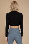 Black Crop Top - Mock Neck Crop Top - Long Sleeve Crop Top