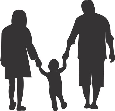 Family hand in hand baby silhouette 24393088 PNG