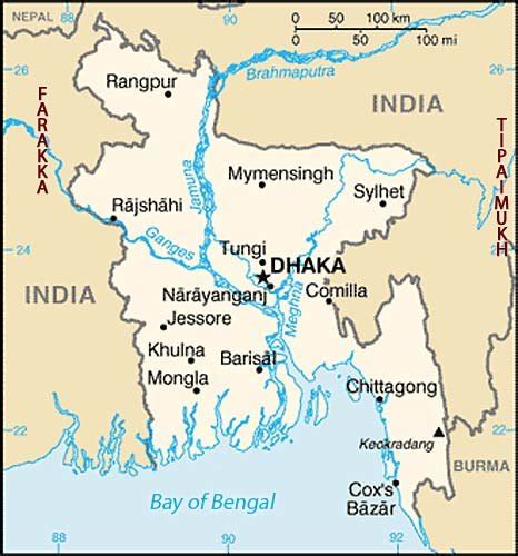 Map of Bangladesh, showing Farakka, and Tippaimukh dams | Download Scientific Diagram