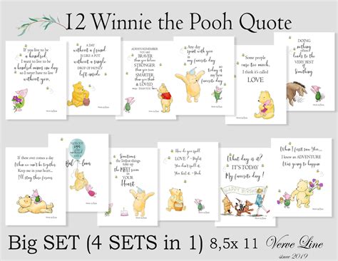 12 Classic Winnie The Pooh Quote Big Set Birthday Party decor | Etsy