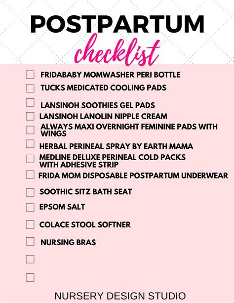 Postpartum Checklist Printable