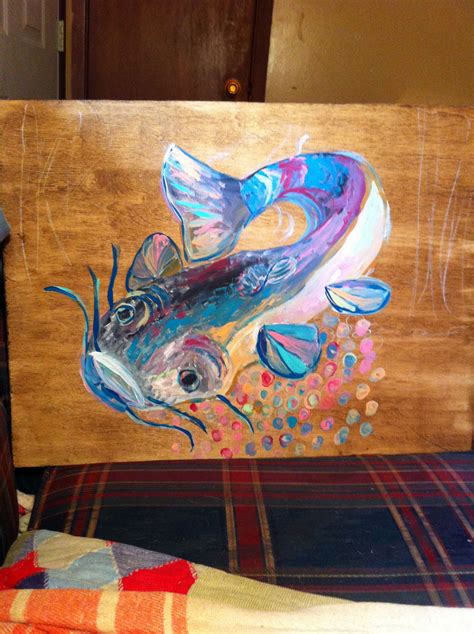 Catfish acrylic painting on reclaimed wood | Painting, Art inspiration, Artwork