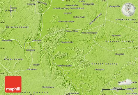 Physical Map of Bullitt County