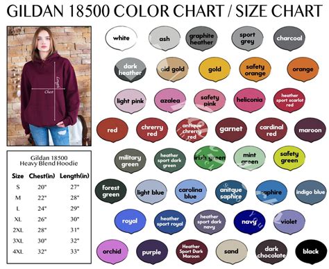 Gildan 18500 Color Chart Gildan 18500 Color Swatch Gildan 18500 Size ...