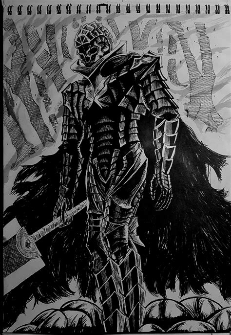 My drawing of the Berserk armor, Skull knight version. : Berserk