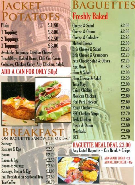 Menu at Cafe Napoli, Birmingham