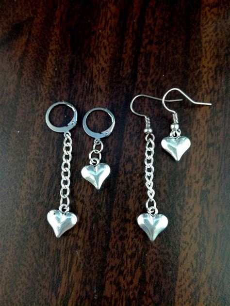 Ryuk inspired earrings Asymmetrical silver heart earring Death | Etsy