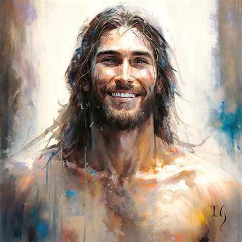 Smiling Jesus Paintings Collection - Ivan Guaderrama