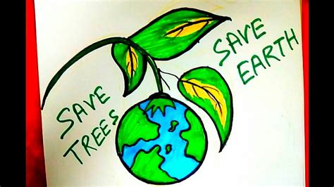 How To Draw Save Earth Poster Step By Step Save Trees Save | Images and Photos finder