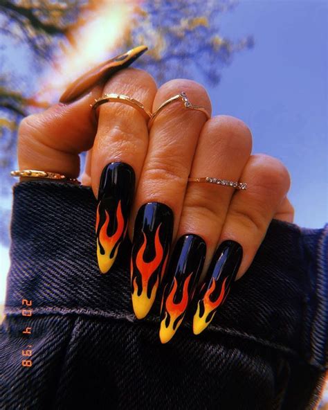 Flame Nails Are the Hottest Nail Art Trend RN - Major Mag | Flame nail art, Punk nails, Hot nails