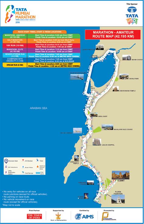 Tata Mumbai Marathon Marathon Amateur Route Map 42195 Km Ad - Advert ...