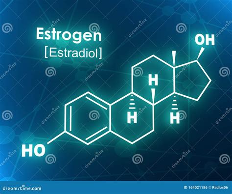 Hormone Estrogen Estradiol, Oestradiol. Structural Chemical Formula And ...