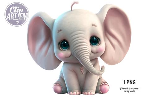 Blush Pink Baby Elephant PNG Clip Art Graphic by clipArtem · Creative Fabrica